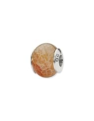 Sterling Silver Peach Cracked Agate Stone Charm