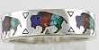 Southwestern Style Buffalo Band Ring with Lapis, Coral, Turquoise & Malachite Inlay in Sterling Silver for Men or Women, Sizes 5, 6, 7, 8, 9, 10, 11, 12, 13, 14, and 15, #10828