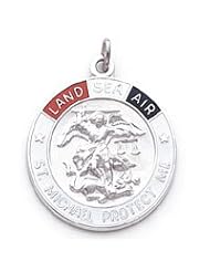 Saint Michael, Sterling Silver Large. 20"steel Necklace Chain