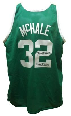 Signed Kevin McHale Boston Celtics 3x NBA Champ Jersey JSA 3X NBA Champion (81,84,86), 7x All-Star, 1999 Hall of Fame inductee. Autographed on 7/10/11 in Chantilly, VA. Comes with James Spence Authentication (JSA) witness certificate of authenticity and matching hologram # verified online. Autographed in black. McHale also inscribed 3x NBA CHAMP on jersey for winning 3 NBA titles with Celtics. Siz