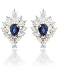 Diamond & Blue Sapphire 18k White Gold Earrings