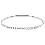 10k White Gold Diamond Flex Bangle Bracelet (.075 cttw, I-J Color, I2-I3 Clarity)