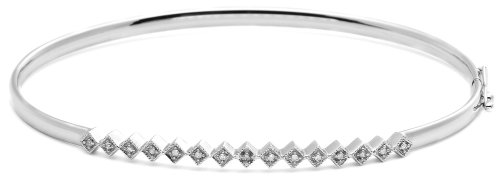 10k White Gold Diamond Flex Bangle Bracelet (.075 cttw - I-J Color - I2-I3 Clarity)
