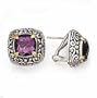 SILVER AND 18K AMETHYST EARRINGS POST/CLIP AM 8.58CT