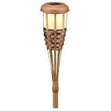 Malibu LZ604BSM32 Bamboo Solar Island Torch with Flickering Amber LEDs