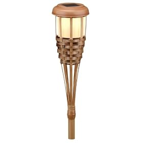 Malibu LZ604BSM32 Bamboo Solar Island Torch with Flickering Amber LEDs