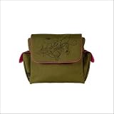 Fleurville Re-Run Messenger Diaper Bag - Olive Lily Pink Trim