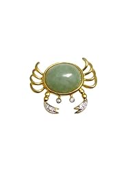 Jade Crab Pendant Gold Plated Over Sterling Silver with Genuine Diamond Accents