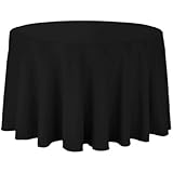 LinenTablecloth 108-Inch Round Polyester Tablecloth Black