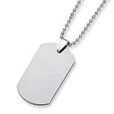 Chisel Tungsten Carbide Dog Tag (1.75in) on 22 Inch Steel Bead Chain