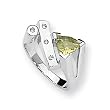 Lemon Quartz and Diamond Sterling Silver Ring (Sizes 6-8)