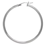 Sterling Silver 50mm Diameter with 3mm Round Tubing Click Top Hoop Earrings