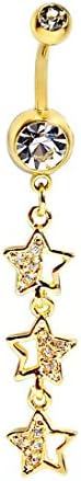 OVERMAL Crystal Rhinestone Star Surgical Steel Belly Navel Ring