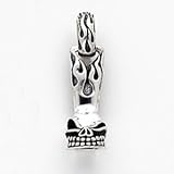 Gothic, Skull, and Flames, Pendant,Sterling Silver