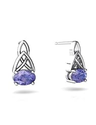 Genuine Tanzanite 14kt White Gold Celtic Knot Earrings