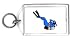 Keychain with diver, jumping, wetsuit, scuba, diving