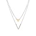 SUNNOW® Women's Ladies Simple Alloy Triangle Sequined Pendant Multilayer Necklace
