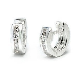 Bling Jewelry Tiny CZ Sterling Silver Huggie Hoop Earrings- Ear Huggers