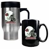 Arizona Cardinals Stainless Steel Travel Mug and Black Ceramic Mug Set (Helmet Logo)