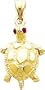 14K Gold Turtle with Ruby Eyes Pendant