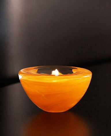 Atoll Glass Votive Color: Orange