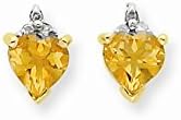 14k Yellow &amp; Rhodium &amp; Rhodium Marquise Heart Citrine &amp; Diamond Post Earrings