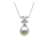 Natural South Sea Drop Pearl & Diamond Pendant in 18kt White Gold