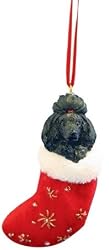 Santa's Little Pals Poodle Black Stocking Christmas Ornament