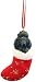 Santa's Little Pals Poodle Black Stocking Christmas Ornament