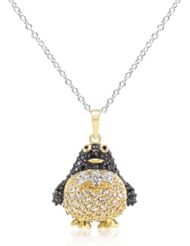 Jet Black CZ Penguin Pendant Necklace