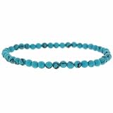 Reconstituted Blue Turquoise Stone 4mm Bead Beaded Stretch Bracelet