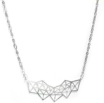 Beijo Brasil Silvertone Geometric Triangles Pendant Necklace