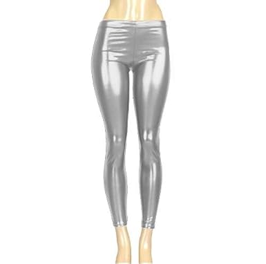 Silver Metallic Club Wear Liquid Leggings