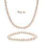 Sterling Silver 5.5-6mm Genuine Freshwater Cultured Pink Pearl Necklace Bracelet & Stud Earrings Set