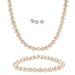 Sterling Silver 5.5-6mm Genuine Freshwater Cultured Pink Pearl Necklace Bracelet & Stud Earrings Set