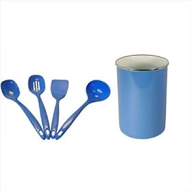 Reston Lloyd xx701 Calypso Basics 4 Piece Utensil Set with Jar in Azure