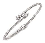 14k White Bypass Twisted Cuff Bangle - 7 Inch