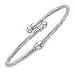 14k White Bypass Twisted Cuff Bangle - 7 Inch