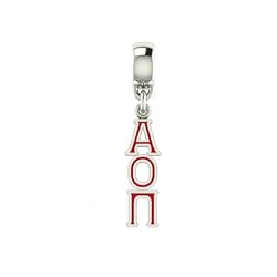 Alpha Omicron Pi Lavaliere Drop Charm. Solid Sterling Silver with Enamel