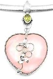 Sterling Silver Peridot and Rose Quartz Heart Pendant