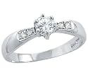 Solid 14k White Gold Womens Solitaire CZ Cubic Zirconia Engagement Ring Round Cut 0.5 ct