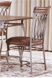 Hillsdale Montello Dining-Chairs, Set of 2 with Brown Faux Leather, Old Steel Finish