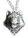 SilverTone Lupercus Wolf Werewolf Head Pendant Necklace
