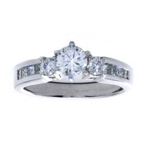 1 1/4 Carat Round & Princess Diamond Platinum 950, Pre-Set Engagement Ring