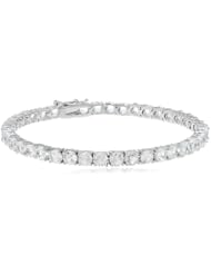 Sterling Silver and Created White Sapphire Bracelet, 7.25"
