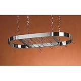 Rogar Hammered Steel Oval Pot Rack with Chrome Accessories 40-in.
