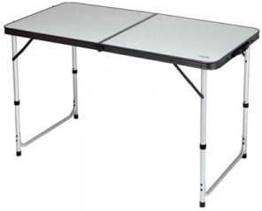 Folding Table with Centerfold 4 Ft. by Rio Adventure Features Adjustable Leg Height and Carry Handle, Ideal for Picnic