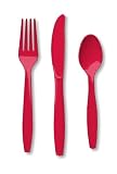 Apple Red Plastic Forks/Knifes/Spoons 24 pc.