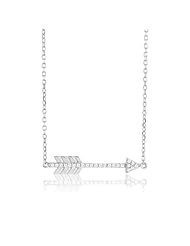 Sterling Silver 16" + 2" Extension CZ Arrow Necklace