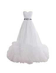 A-line Sweetheart Lace Belted Chiffon/Tulle Prom Dress 
